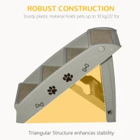 PawHut Foldable Four-Step Pet Stairs, for Cats, Small Miniature Dogs, with Non-Slip Mats 62 x 38 x 49.5cm - Grey(m-6)