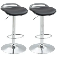 HOMCOM Set de 2 Scaune de Bar cu Înălțime Reglabilă și Suport pentru Picioare, 39x41x68-88 cm, Negru(m-1)