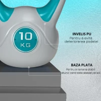 SportNow Kettlebell 10kg – PU cu Nisip, Baza Stabila & Maner Ergonomic(m-6)