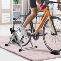 HOMCOM Rolo Bicicleta para treinamento de ciclismo Ajustável Treinador de Ciclismo  Cor Prateada  Estrutura de Aço - 54,5x42,2x39,1 cm(m-2)