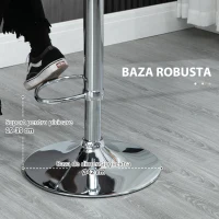 HOMCOM Set de 2 Scaune de Bar cu Înălțime Reglabilă și Suport pentru Picioare, 39x41x68-88 cm, Negru(m-7)