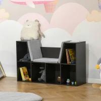 HOMCOM Kids Bookcase Shelf Storage Cabinet Unit, Living Room Sideboard w/ Six Compartments - Brown(m-12)