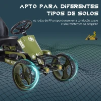 HOMCOM Go-Kart a pedais para crianças acima de 3 anos com freio  embreagem assento ajustável máx. 35 kg 105x54x61cm Verde(m-6)
