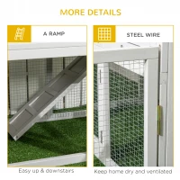 PawHut Indoor Rabbit Hutch, Guinea Pig Cage, with Slide-Out Tray, Large Fenced Area - Light Grey(m-7)