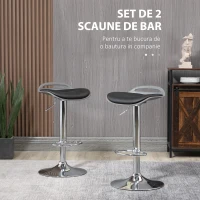 HOMCOM Set de 2 Scaune de Bar cu Înălțime Reglabilă și Suport pentru Picioare, 39x41x68-88 cm, Negru(m-4)