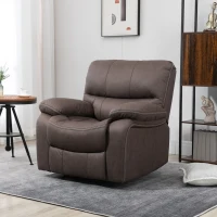 HOMCOM Fotoliu Relax cu inclinare manuala si suport pentru picioare, husa din microfibra si captuseala suplimentara, 97x90x96cm, maro(m-10)