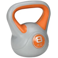 SPORTNOW Kettlebell 8kg din PU si nisip cu baza plata si maner practic pentru deadlifting, genuflexiuni si lifting, 20x14x24 cm, portocaliu(m-1)