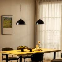 HOMCOM Lustra suspendata in stil industrial cu inaltime reglabila, plafoniera cu 2 piese metalice suspendate cu suruburi incluse, Ø30x126 cm, negru(m-2)