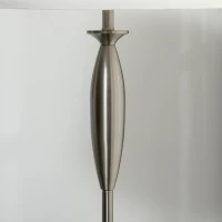 HOMCOM Set cu lampa de podea si veioza de masa din otel si stofa pentru iluminatul interior al casei si biroului, alb si argintiu(m-9)