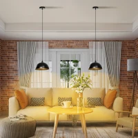 HOMCOM Lustra suspendata in stil industrial cu inaltime reglabila, plafoniera cu 2 piese metalice suspendate cu suruburi incluse, Ø30x126 cm, negru(m-10)