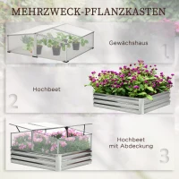 Outsunny bloembak, bloembak, bloembak met dakkleppen, kasgroentebed voor bloemen, kruiden in de tuin, terras en balkon, zilver, 126 x 107 x 67,5 cm(m-4)