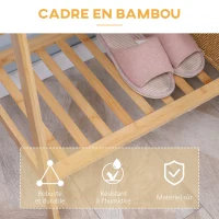 HOMCOM Portant à vêtements avec 2 étagères 2 crochets et 1 barre de suspension en bambou - 82 x 36,8 x 140 cm(m-5)
