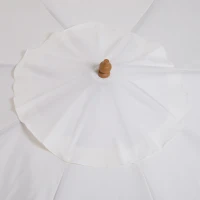 Outsunny Chapéu de Sol de Jardim Ø325x250 cm Chapéu de Sol de Madeira com Sistema de Polea Teto com Ventilação e 8 Hastes de Bambú para Terraço Balcão Exterior Bege(m-9)