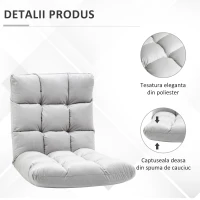 Homcom Fotoliu Relax pentru Podea – Spatar 180°, Gri Deschis(m-7)