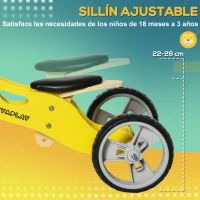 AIYAPLAY 2 en 1 Bicicleta sin Pedales de Madera para +18 Meses Triciclo Infantil Modelo León 60x38x38 cm Amarillo(m-5)