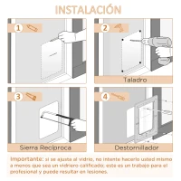 PawHut Puerta para Perros Gatera para Gatos 38,6x52x5,5 cm con Cierre Magnético de 2 Vías Sistema de Bloqueo Puerta para Mascotas de Entrada y Salida Fácil de Instalar Blanco(m-7)