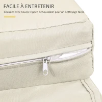 Outsunny Canapé-lit de jardin modulable en résine tressée bain de soleil 2 places dossier inclinable tablettes rétractables coussins intégrées crème + repose-pieds avec coffre de rangement chocolat(m-7)