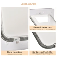 PawHut Puerta para Perros Gatera para Gatos 31,5x39x5,5 cm con Cierre Magnético de 2 Vías Sistema de Bloqueo Puerta para Mascotas de Entrada y Salida Fácil de Instalar Blanco(m-6)