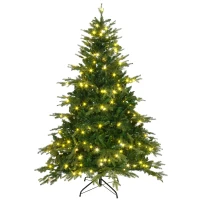 HOMCOM Sapin de Noël artificiel lumineux 180 cm 1705 branches 320 LED - support pied pliable vert(m-1)