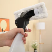 HOMCOM Limpiador de Ventanas Eléctrico 2 en 1 Aspirador Limpiacristales con Depósito de Agua 300 ml y Punta de Goma Incluye Pulverizador 19,5x12,5x33 cm Naranja(m-8)