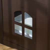 PawHut Casa para Gatos de Madeira Móvel para Caixa de Areia para Gatos 2 em 1 com Armário de Armazenamento Bancada Ampla Porta e 3 Janelas Cruzadas 48,7x53,3x53 cm Marrom(m-9)