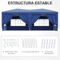 Outsunny Cenador de Jardín 5,91x2,97x2,55 m con 4 Paneles 4 Ventanas 2 Puertas 1 Bolsa Anti-UV y 12 Orificios de Drenaje Blanco(m-7)
