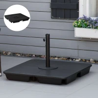 Outsunny 4 Pesos para Base de Sombrilla Rellenable de Arena 80 kg con Asa 4 Piezas para Base Cruzada de Parasol Sombrilla Cantilever para Jardín Exterior 89x89x11 cm Negro(m-2)
