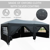 Outsunny 3 x 6m Garden Heavy Duty Pop Up Gazebo Marquee Party Tent Wedding Water Resistant Awning Canopy-Black(m-4)
