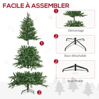 HOMCOM Sapin de Noël artificiel lumineux 180 cm 1705 branches 320 LED - support pied pliable vert(m-8)