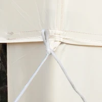 Outsunny Pérgola de Jardim 3x3m Pérgola com 4 Redes Mosquiteiras Laterais com Zíper Teto de Ventilação e 8 Orifícios de Drenagem Pérgola para Terraço Pátio Exterior Bege(m-9)