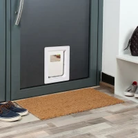 PawHut Puerta para Perros Gatera para Gatos 31,5x39x5,5 cm con Cierre Magnético de 2 Vías Sistema de Bloqueo Puerta para Mascotas de Entrada y Salida Fácil de Instalar Blanco(m-10)