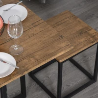HOMCOM 5 Piece Dining Table and Chairs Set 4, Industrial Space Saving Table and Chairs with Metal Frame, Square Kitchen Table and Stools for Dining Room, Brown(m-9)