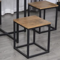 HOMCOM 5 Piece Dining Table and Chairs Set 4, Industrial Space Saving Table and Chairs with Metal Frame, Square Kitchen Table and Stools for Dining Room, Brown(m-8)