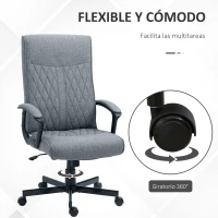 Vinsetto Silla de Oficina con Respaldo Alto Altura Ajustable y Función de Inclinación 65x72x102-112,5 cm Gris Oscuro(m-6)