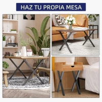 HOMCOM Conjunto de 2 Patas para Mesa Estilo Industrial 40x43 cm en Forma de X Patas de Muebles de Acero para Soporte con Protectores Tornillos de Montaje Incluidos Negro(m-7)