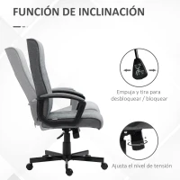 Vinsetto Silla de Oficina con Respaldo Alto Altura Ajustable y Función de Inclinación 65x72x102-112,5 cm Gris Oscuro(m-5)