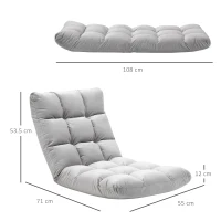 Homcom Fotoliu Relax pentru Podea – Spatar 180°, Gri Deschis(m-3)