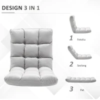 Homcom Fotoliu Relax pentru Podea – Spatar 180°, Gri Deschis(m-4)