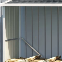 Outsunny Abrigo para Lenha de Aço Galvanizado Abrigo de Armazenamento de Lenhas com Teto Inclinado para Jardim Terraço Exterior 185x84x133,5/148,5 cm Cinza(m-8)