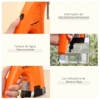 HOMCOM Limpiador de Ventanas Eléctrico 2 en 1 Aspirador Limpiacristales con Depósito de Agua 300 ml y Punta de Goma Incluye Pulverizador 19,5x12,5x33 cm Naranja(m-6)