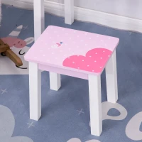 HOMCOM Tocador Infantil con Taburete y Espejo tipo Princesa Mesita de Maquillaje de Madera Rosa Juguete para Niñas 60x34x93 cm(m-7)