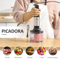 HOMCOM Batidora de Mano 1000W Batidora de Brazo Función Turbo 4 en 1 Velocidades Ajustables 2 Cuchillas 10x6,5x41 cm Negro(m-5)