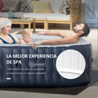 Outsunny Spa Hinchable Cuadrado para 4 Personas 930L 180x180x68 cm con 108 Chorros de Masaje Azul(m-4)
