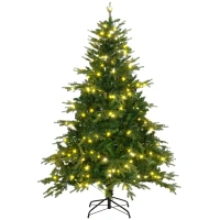 HOMCOM Sapin de Noël artificiel lumineux 180 cm 1705 branches 320 LED - support pied pliable vert(m-11)