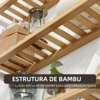 HOMCOM Estante de Parede de Bambu de 3 Níveis Estante Suspensa para Sala de Estar Dormitório Cozinha 60x15x54cm Madeira e Branco(m-6)