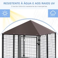 PawHut Parque para Animais de Estimação com Teto Malha de Metal e Porta com Fechadura para 141x141x153cm Preto(m-4)