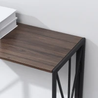 HOMCOM Consola Estilo Industrial com Estrutura em Metal Dobrável e bancada de MDF 100x38x80cm Marrom e Preto(m-8)