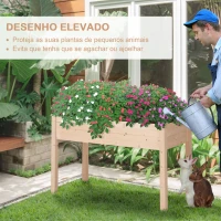 Outsunny Horta Elevada de Madeira com Tecido não Tecido e 4 Orifícios de Drenagem para Cultivo 122,5x56,5x76cm Madeira(m-5)