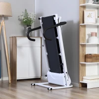 HOMCOM Passadeira Elétrica Dobrável Passadeira Elétrica com Velocidade 1-10km/h com Ecrã LCD e Carga Máxima 110kg para Casa Escritório 125x61x118 cm Branco e Preto(m-10)