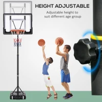 HOMCOM Cos de Basket cu Înaltime reglabila 160-210 cm din otel si baza cu roti(m-4)